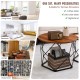 Set of 2 modern round coffee tables with pentagonal steel base in rustic brown, ideal for living room or lounge use.